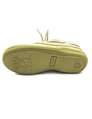 nautico de tela para nino con el cordon blanco y la suela de caucho