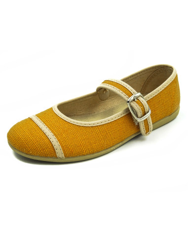 mercedita de lino para nina con cierre de hebilla