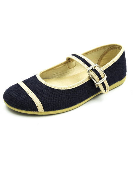 mercedita de lino para nina con cierre de hebilla