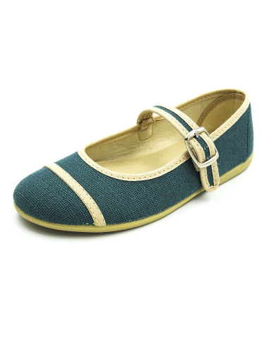 mercedita de lino para nina con cierre de hebilla