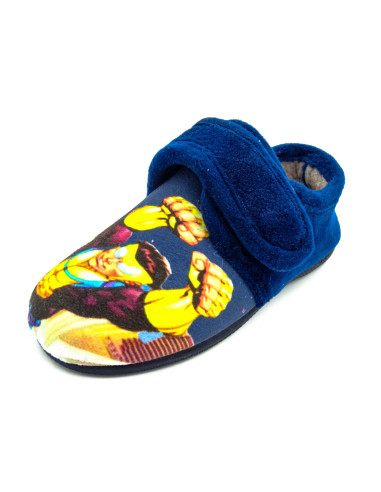 zapatilla de casa para nino con dibujo super heroe y suela de caucho