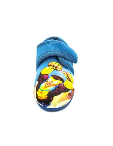 zapatilla de casa para nino con dibujo super heroe y suela de caucho