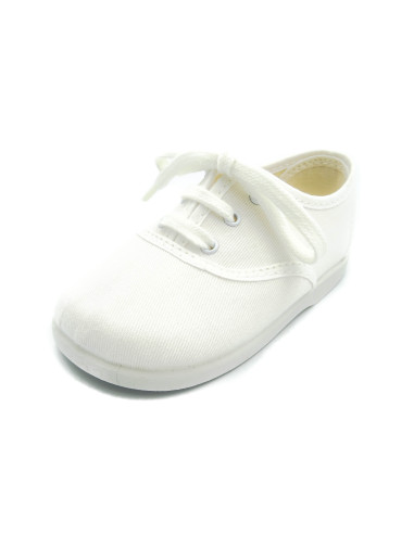 bamba de tela con los cordones al tono para nino