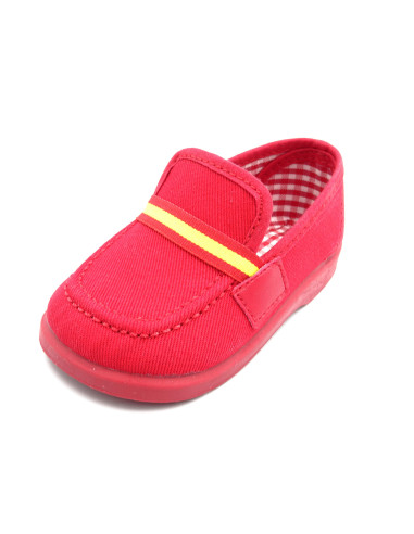 mocasin de tela fluorescente con suela de goma para nino