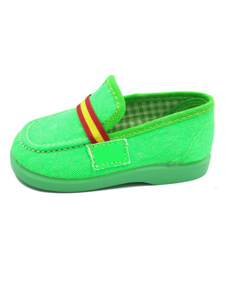 mocasin de tela fluorescente con suela de goma para nino