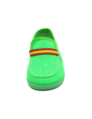 mocasin de tela fluorescente con suela de goma para nino