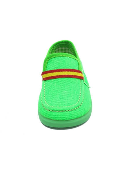 mocasin de tela fluorescente con suela de goma para nino