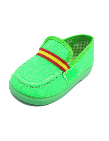 mocasin de tela fluorescente con suela de goma para nino