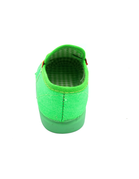 mocasin de tela fluorescente con suela de goma para nino