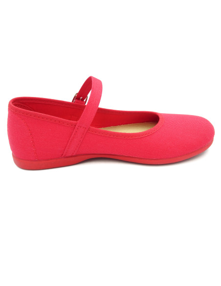 mercedita de tela con hebilla y suela de goma para nina