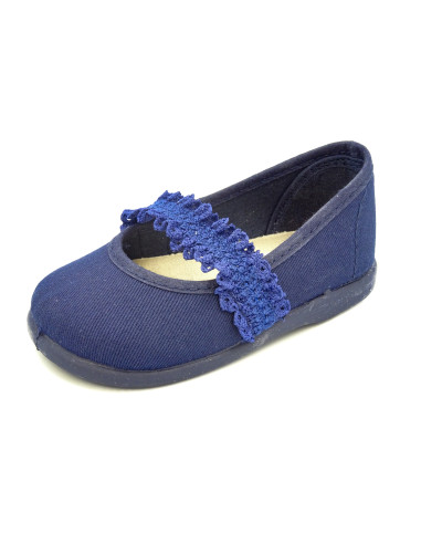 manoletina de tela con suela de goma para nina