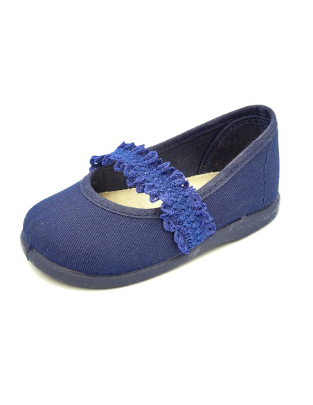 manoletina de tela con suela de goma para nina