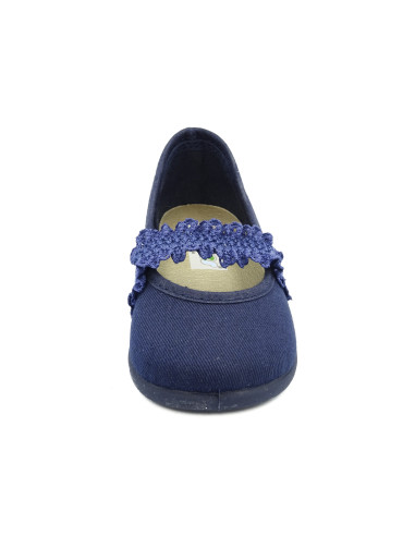 manoletina de tela con suela de goma para nina