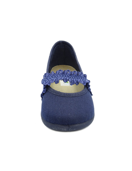 manoletina de tela con suela de goma para nina