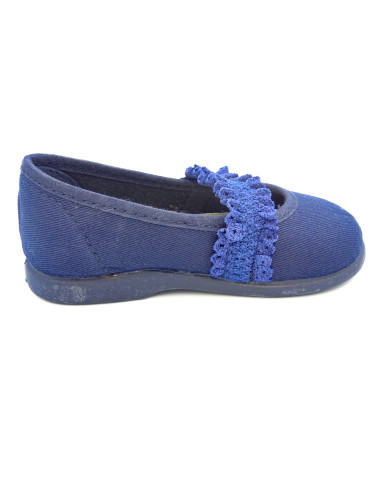 manoletina de tela con suela de goma para nina