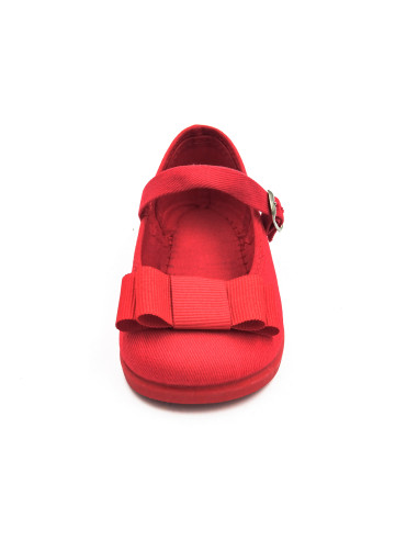 mercedita de tela con un lazo zapatero y suela de goma