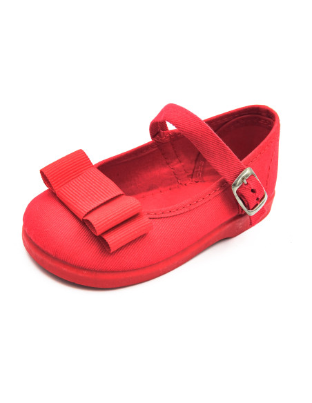 mercedita de tela con un lazo zapatero y suela de goma