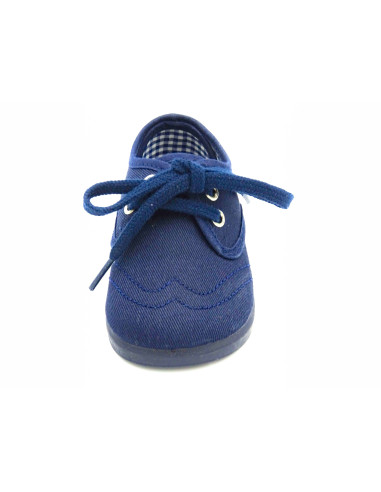 blucher de tela para nino con suela de goma y cordones al tono