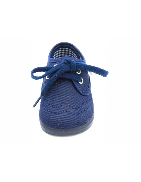 blucher de tela para nino con suela de goma y cordones al tono