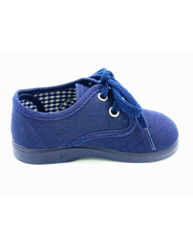 blucher de tela para nino con suela de goma y cordones al tono