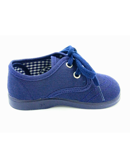 blucher de tela para nino con suela de goma y cordones al tono