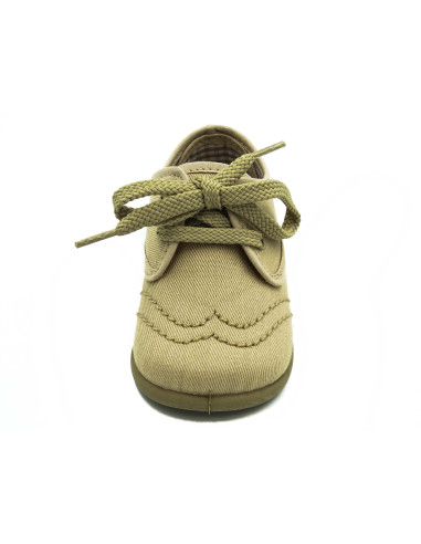 blucher de tela para nino con suela de goma y cordones al tono
