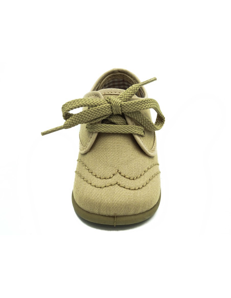 blucher de tela para nino con suela de goma y cordones al tono