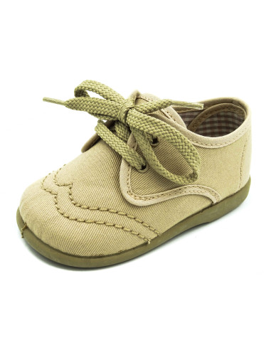 blucher de tela para nino con suela de goma y cordones al tono