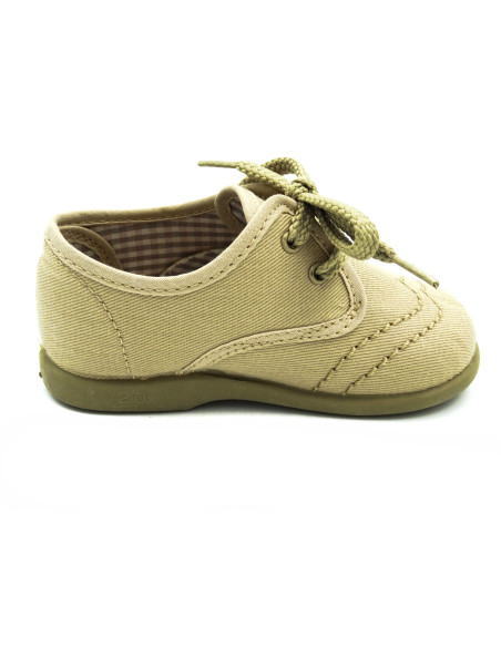 blucher de tela para nino con suela de goma y cordones al tono