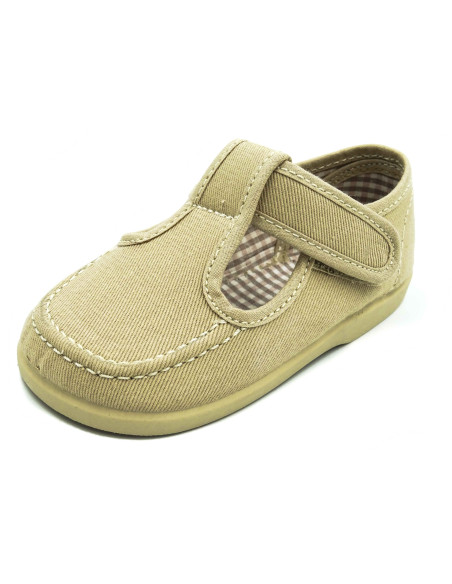 pepito de tela para nino con tira adherente y suela de goma