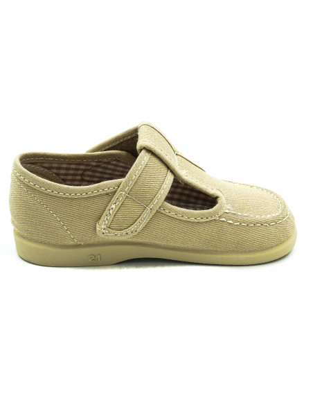 pepito de tela para nino con tira adherente y suela de goma