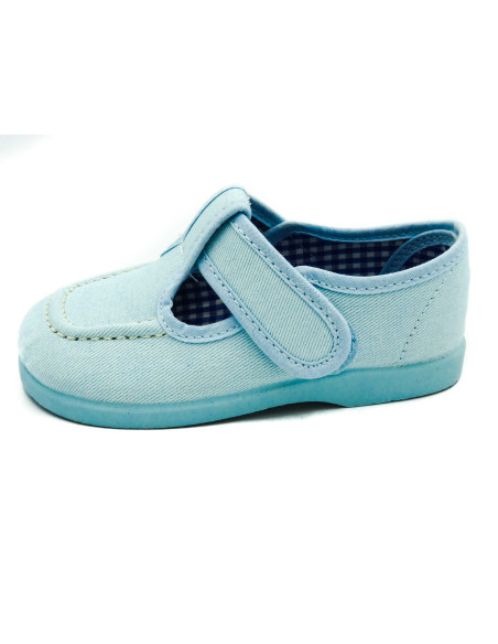 pepito de tela para nino con tira adherente y suela de goma