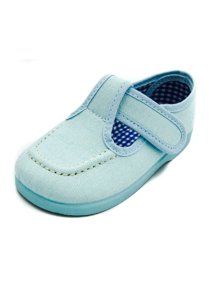 pepito de tela para nino con tira adherente y suela de goma