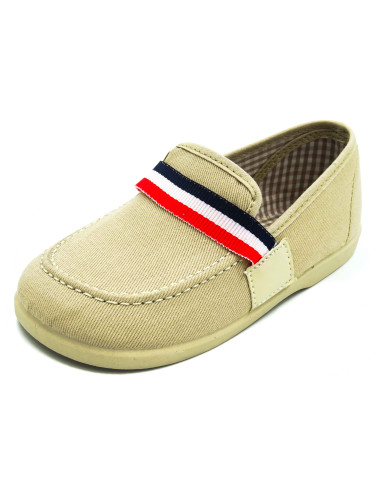 mocasin de tela con bandera de tira de adorno para nino