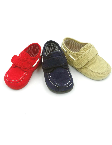 nautico de tela con forro de vichy y suela de goma