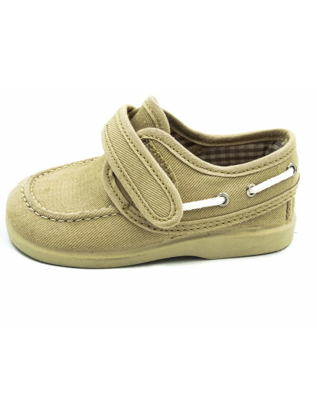 nautico de tela con forro de vichy y suela de goma