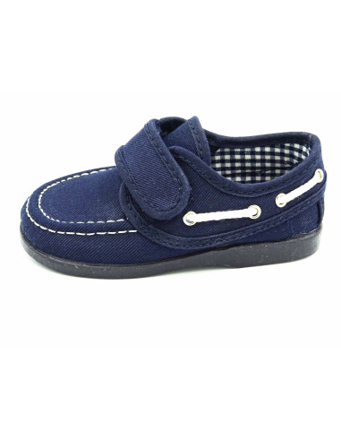 nautico de tela con forro de vichy y suela de goma