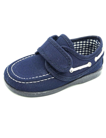 nautico de tela con forro de vichy y suela de goma