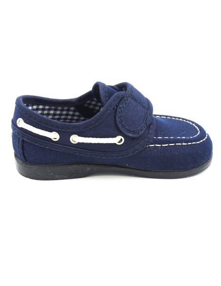 nautico de tela con forro de vichy y suela de goma