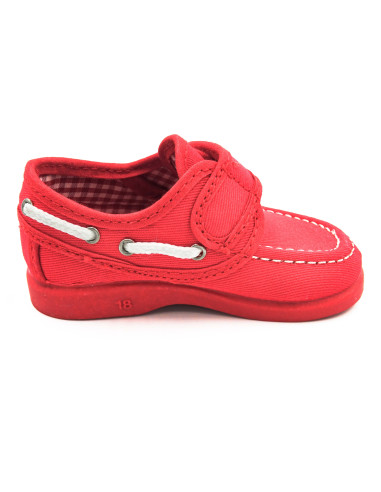 nautico de tela con forro de vichy y suela de goma