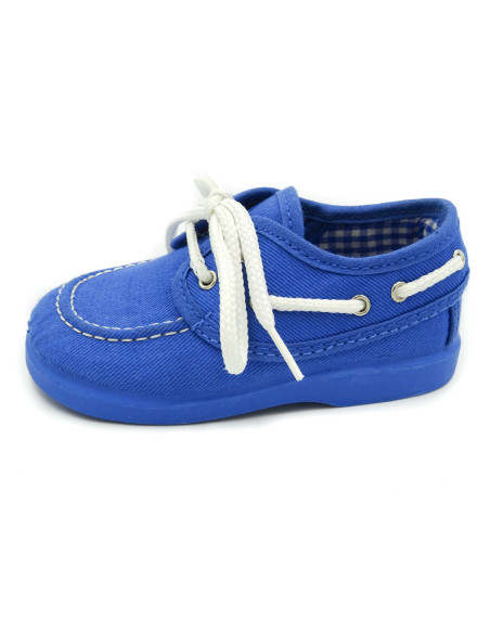 nautico de tela con el forro de vichy y la suela de goma para nino