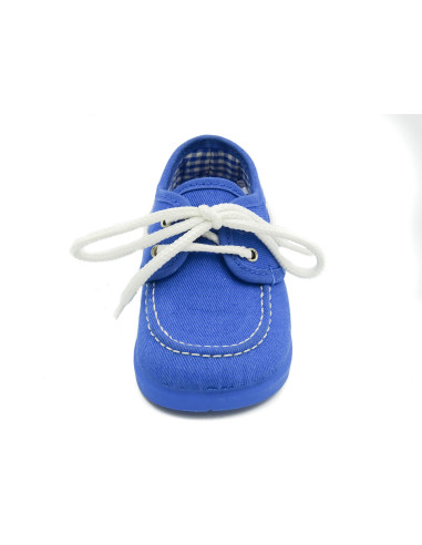 nautico de tela con el forro de vichy y la suela de goma para nino