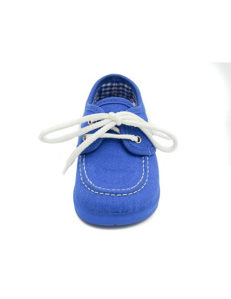 nautico de tela con el forro de vichy y la suela de goma para nino