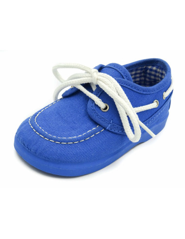 nautico de tela con el forro de vichy y la suela de goma para nino