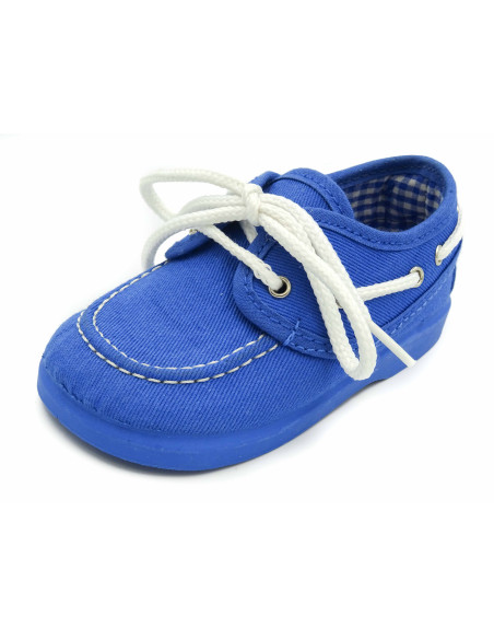 nautico de tela con el forro de vichy y la suela de goma para nino