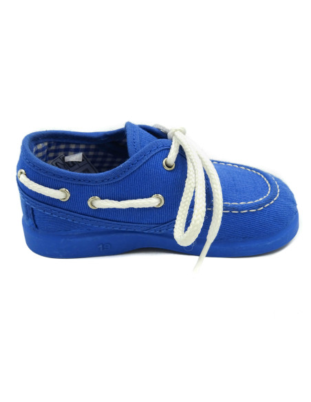 nautico de tela con el forro de vichy y la suela de goma para nino