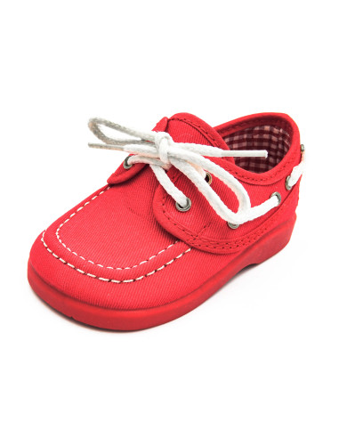nautico de tela con el forro de vichy y la suela de goma para nino