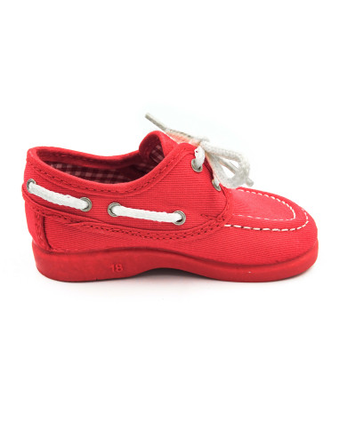 nautico de tela con el forro de vichy y la suela de goma para nino