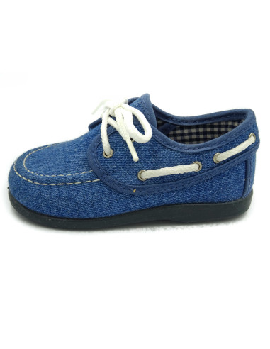 nautico de tela con el forro de vichy y la suela de goma para nino