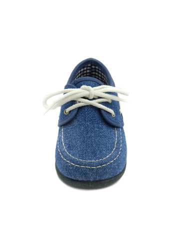 nautico de tela con el forro de vichy y la suela de goma para nino